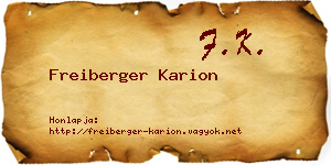 Freiberger Karion névjegykártya